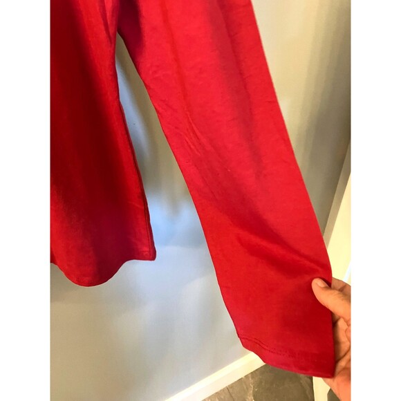 Basic Edition Womens Long Sleeve Red Tee with Decorative Neckline Large - Picture 6 of 7